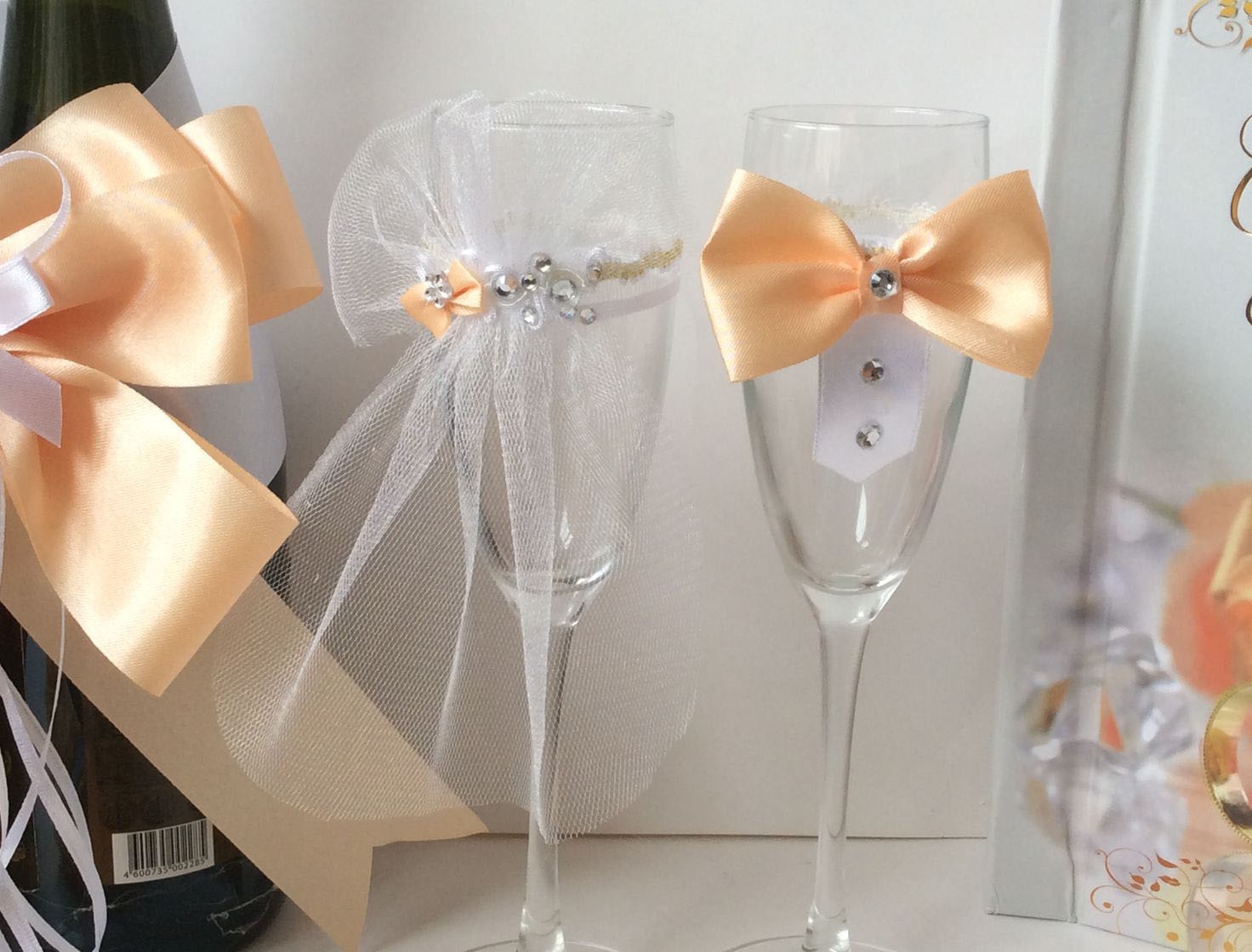 Декор шампанского на свадьбу | Свадебный