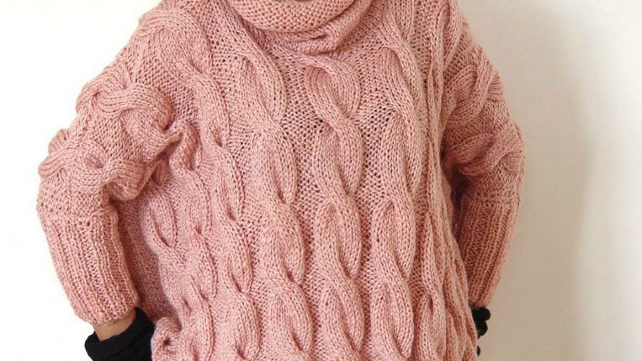 Пуловер с диагональными косами — баштрен.рф - схемы с описанием для вязания спицами и крючком